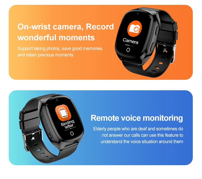 4G Elderly Tracker Smart watch D300 Body Temperature Heart Rate Blood Pressure GPS Location Tracking Phone Watch for Old People