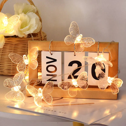 1.5M 10LED Butterfly Lights String Battery Outdoor Fairy Night Lamp Room Garland Curtain Girls Brithday Wedding Party Decoration