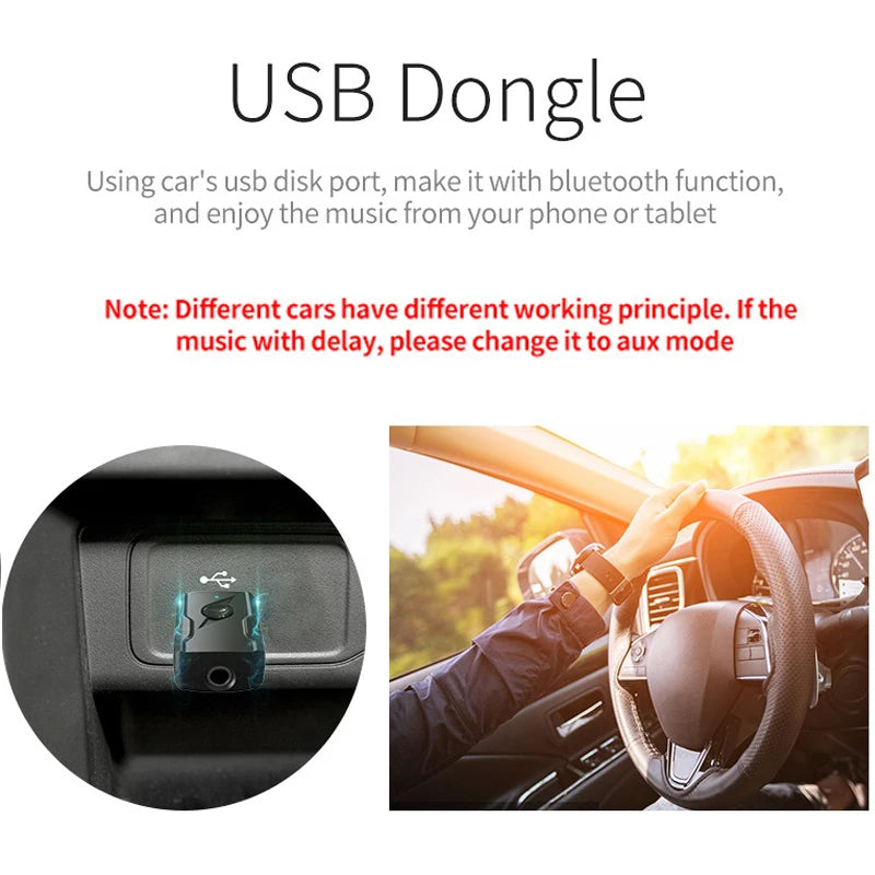 USB &amp; 3.5mm AUX Bluetooth 5.3 Dongle Audio Receiver Transmitter Music Adapter For PC Mp3 Speaker TV Wireless Earphone Car Radio