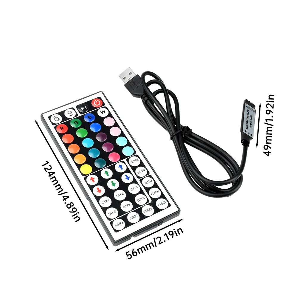 Led Controller 44 Keys LED IR RGB Controler IR Remote Dimmer USB 5V/DC 5-24V For RGB 3528 5050 LED Strip Lights