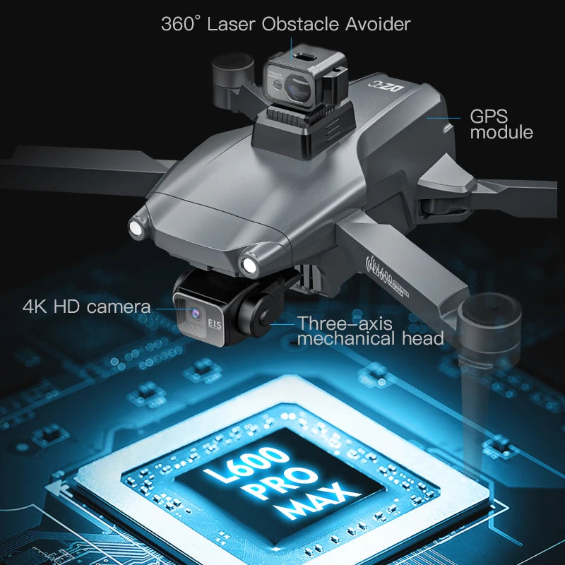 L600 PRO / PRO MAX Drone 4K Profesional Dual Camera 3-axis Gimbal Brushless Obstacle Avoidance WiFi FPV Dron RC Quadcopter Toys