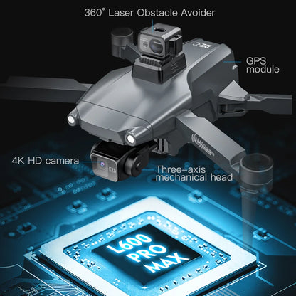 L600 PRO / PRO MAX Drone 4K Profesional Dual Camera 3-axis Gimbal Brushless Obstacle Avoidance WiFi FPV Dron RC Quadcopter Toys