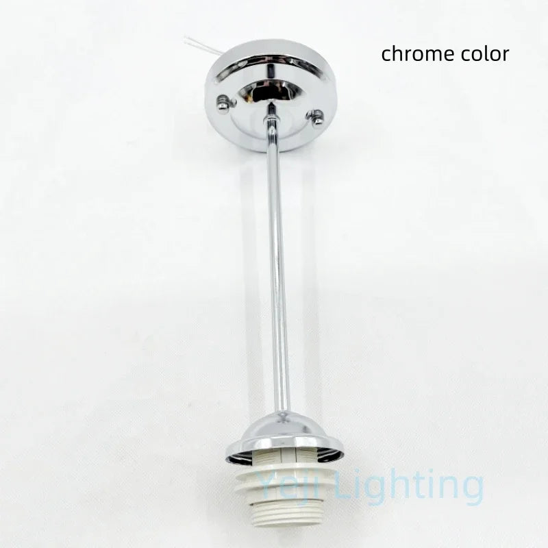 E27 Socket Lamp Holder with Ceiling Plate Ceiling Canopy Metal Rod Iron Ceiling Rose with Rod Lamp Base for LED Chandelier DIY