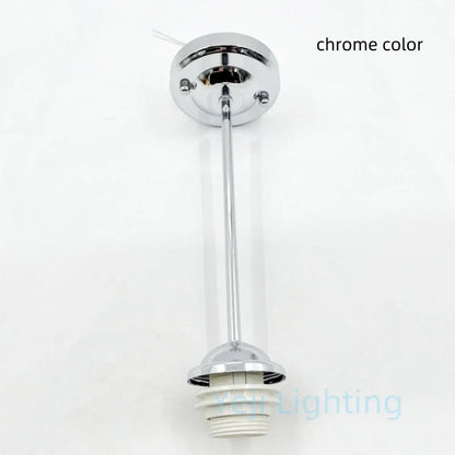 E27 Socket Lamp Holder with Ceiling Plate Ceiling Canopy Metal Rod Iron Ceiling Rose with Rod Lamp Base for LED Chandelier DIY