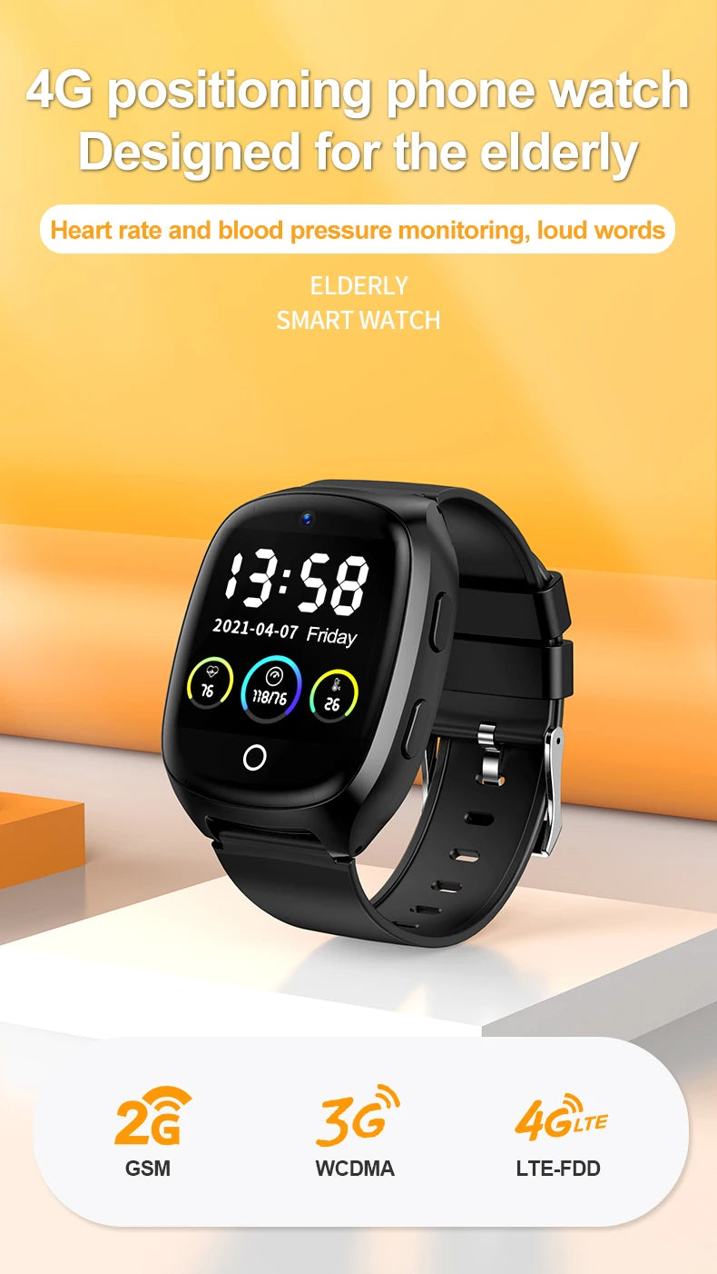 4G Elderly Tracker Smart watch D300 Body Temperature Heart Rate Blood Pressure GPS Location Tracking Phone Watch for Old People