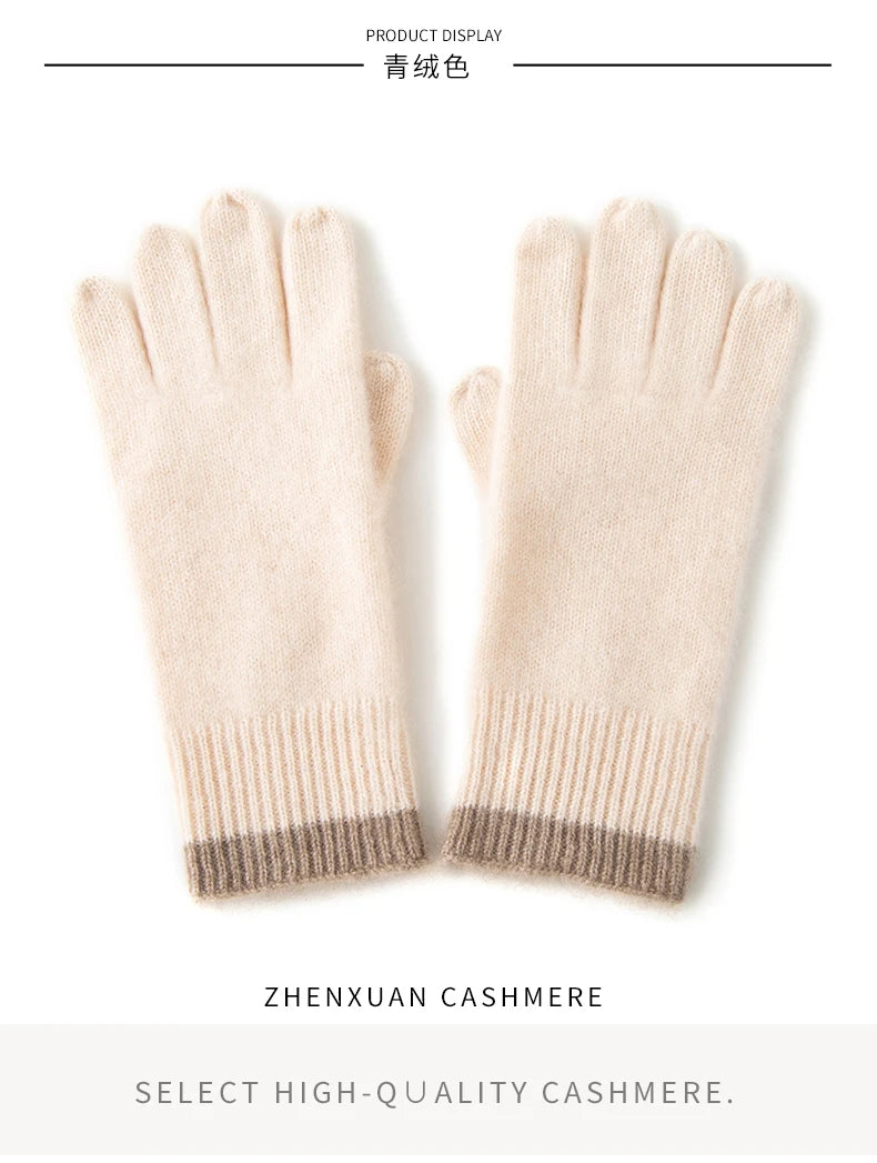 Winter Cashmere Gloves for Women Warm Touch Screen Gloves Cold Protection Full Finger Mittens Outdoor Cycling Thick Glove