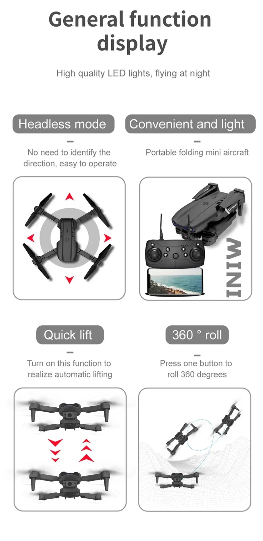 E99 Pro Drone Quadcopter Remote Control Handle Four Axis Aircraft HD 6K Photography UAV Altitude Fixation Helicopter Toys