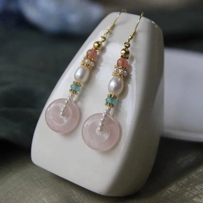 Ethnic Chinese Jade Loop Earrings for Women Traditional Luxury Wedding Jewelry Retro Palace Style Ornament Ear Clip Earring Gift