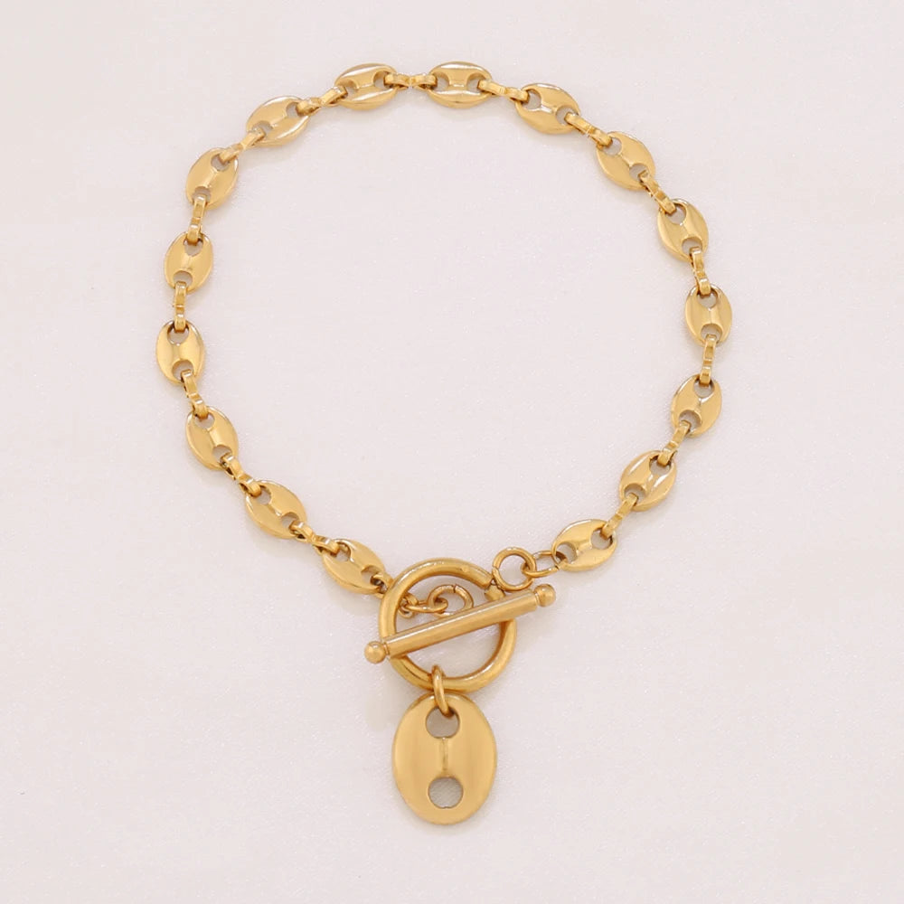 316L Stainless Steel Coffee Bean Pendant Bracelet For Women Fashion Coffee Bean Shape Chain Bracelets Jewelry Gift