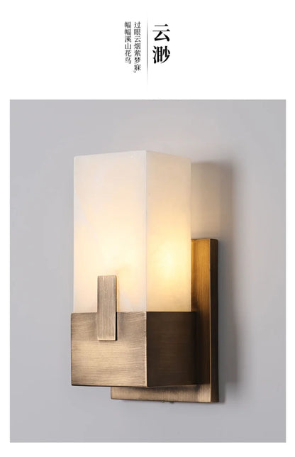 Natural Marble Wall Lamp Minimalist Living Room Bedroom TV Background Wall Light Entrance Hallway American Style Bedside Lamps