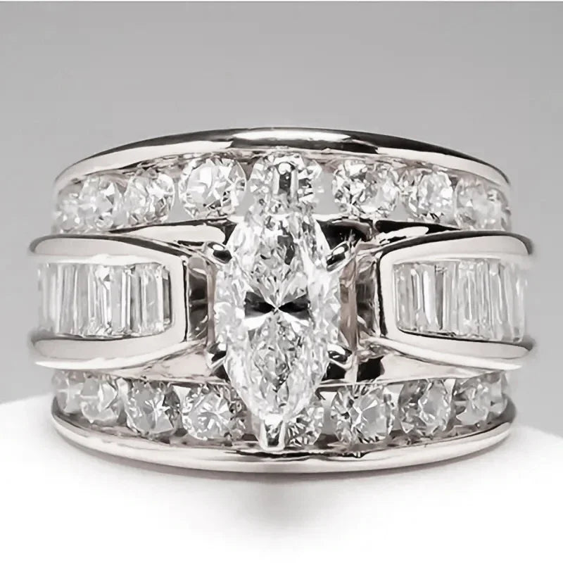 Luxury Marquis Cut Droplet Ring Women&