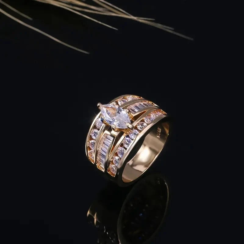 Luxury Marquis Cut Droplet Ring Women&