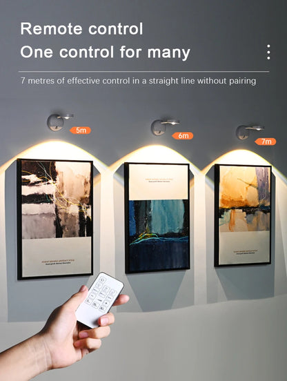 LED Wall Lamp USB Charging Wirelessly Dimmable Motion Sensor Living Room Bedroom Bedside Decoration Spotlights Night Wall Light