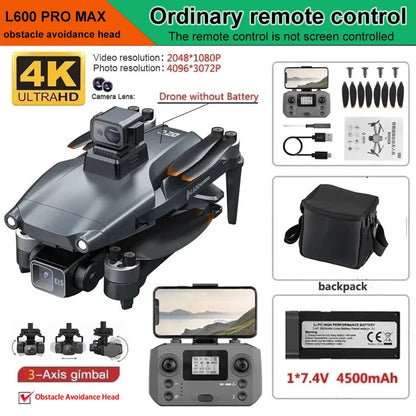 L600 PRO / PRO MAX Drone 4K Profesional Dual Camera 3-axis Gimbal Brushless Obstacle Avoidance WiFi FPV Dron RC Quadcopter Toys