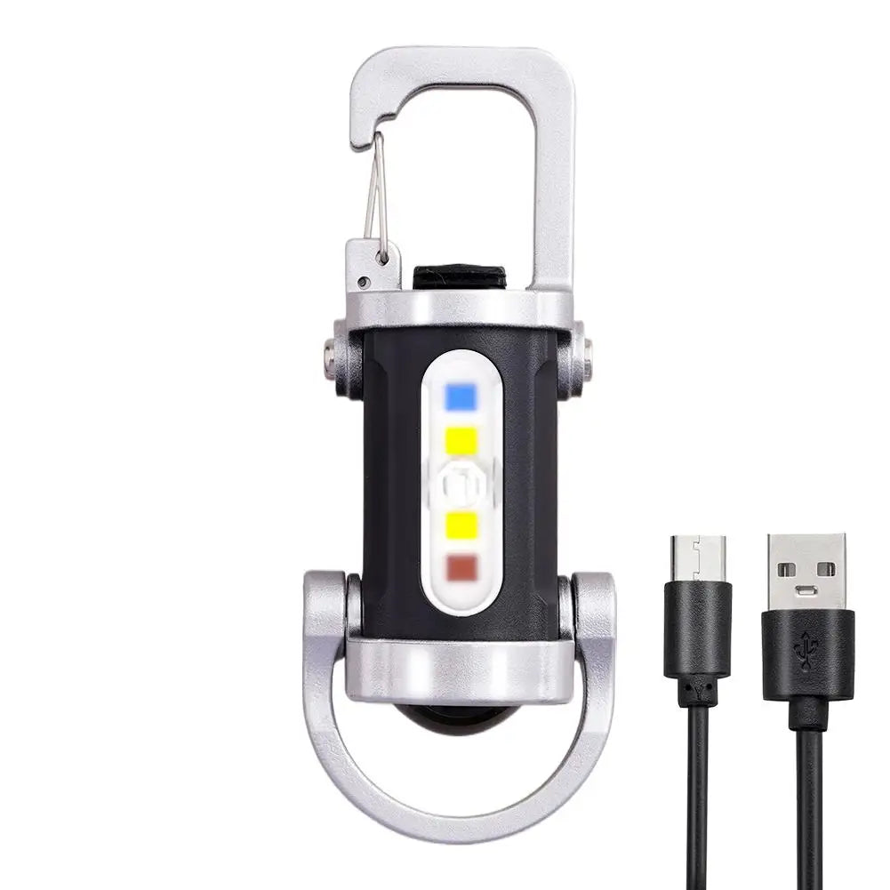 LED Keychain Light USB Charging Small Camping Flashlight Powerful LED Key Chain Lamp for Outdoor Survival Fishing Climbing