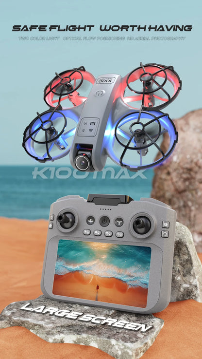 K100 MAX HD 8K Drone With Dual Cameras Obstacle Avoidance Optical Flow Professional Aerial Photography Video For Kid Adults Gift