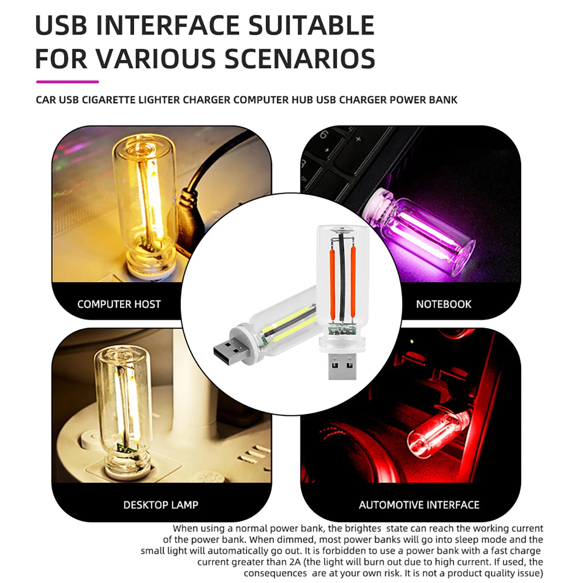 USB Night Light Touch Dimming LED Incandescent Filament Light Bulb Car Interior Lighting Atmosphere Lamp for Party Room Car