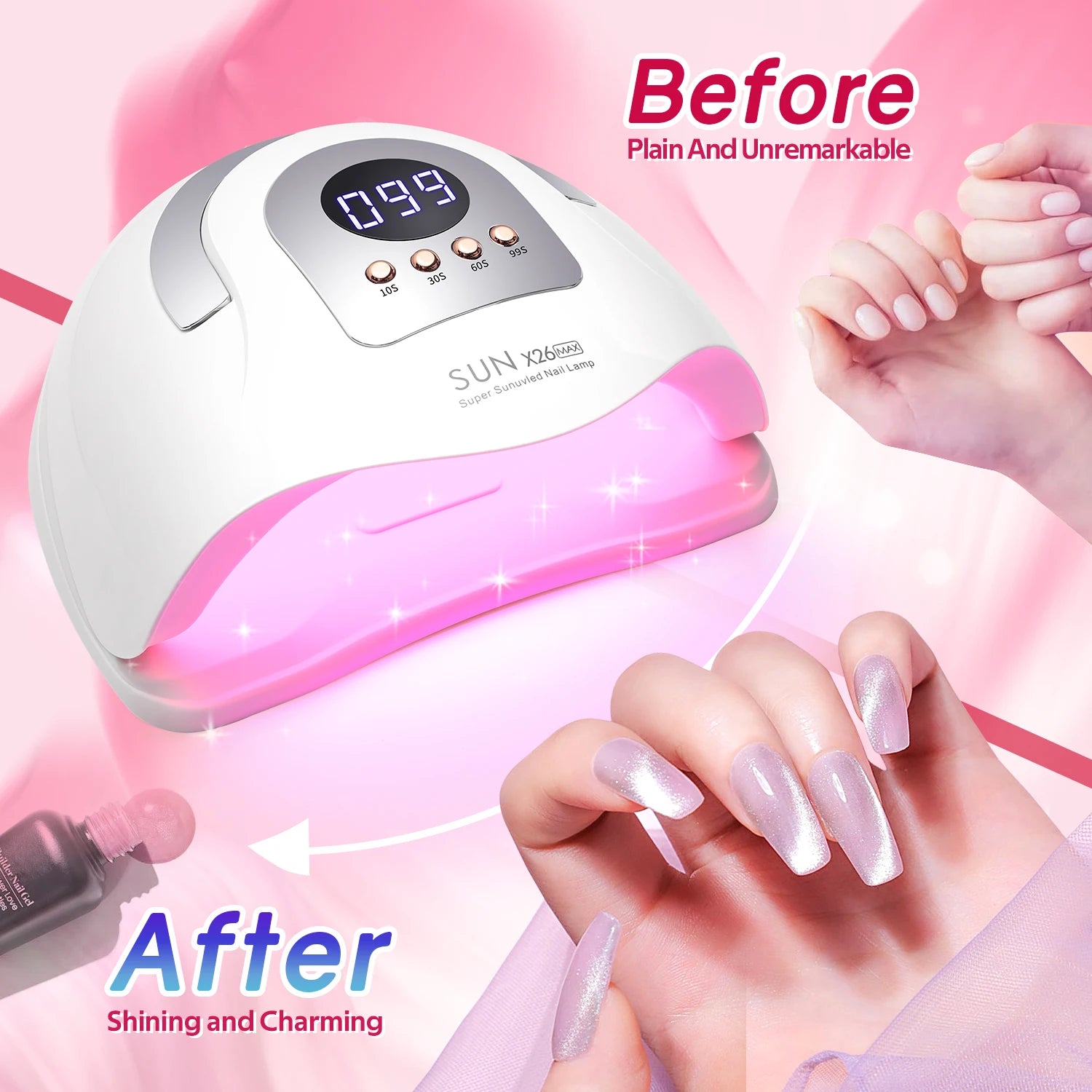 SUN X26 MAX Nail Dryer Machine 380W UV LED Lamp for Nails 81LEDS Gel Polish Curing Manicure Lamp With Auto Smart Sensor Nail Art