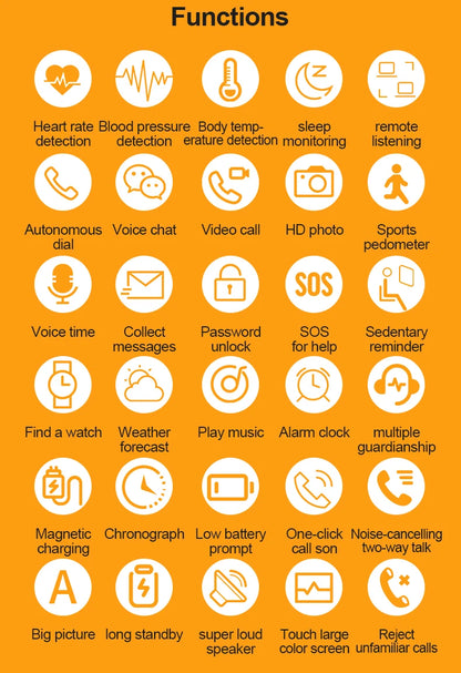 4G Elderly Tracker Smart watch D300 Body Temperature Heart Rate Blood Pressure GPS Location Tracking Phone Watch for Old People