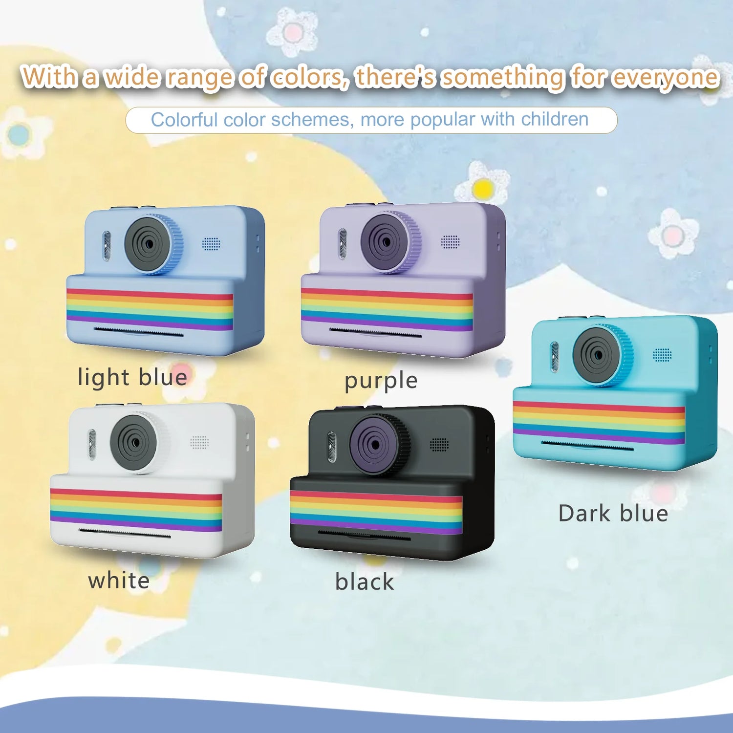 2.8-inch screen instant printing toy camera with 32GB SD card, 3 rolls of printing paper, portable high-definition camera, insta