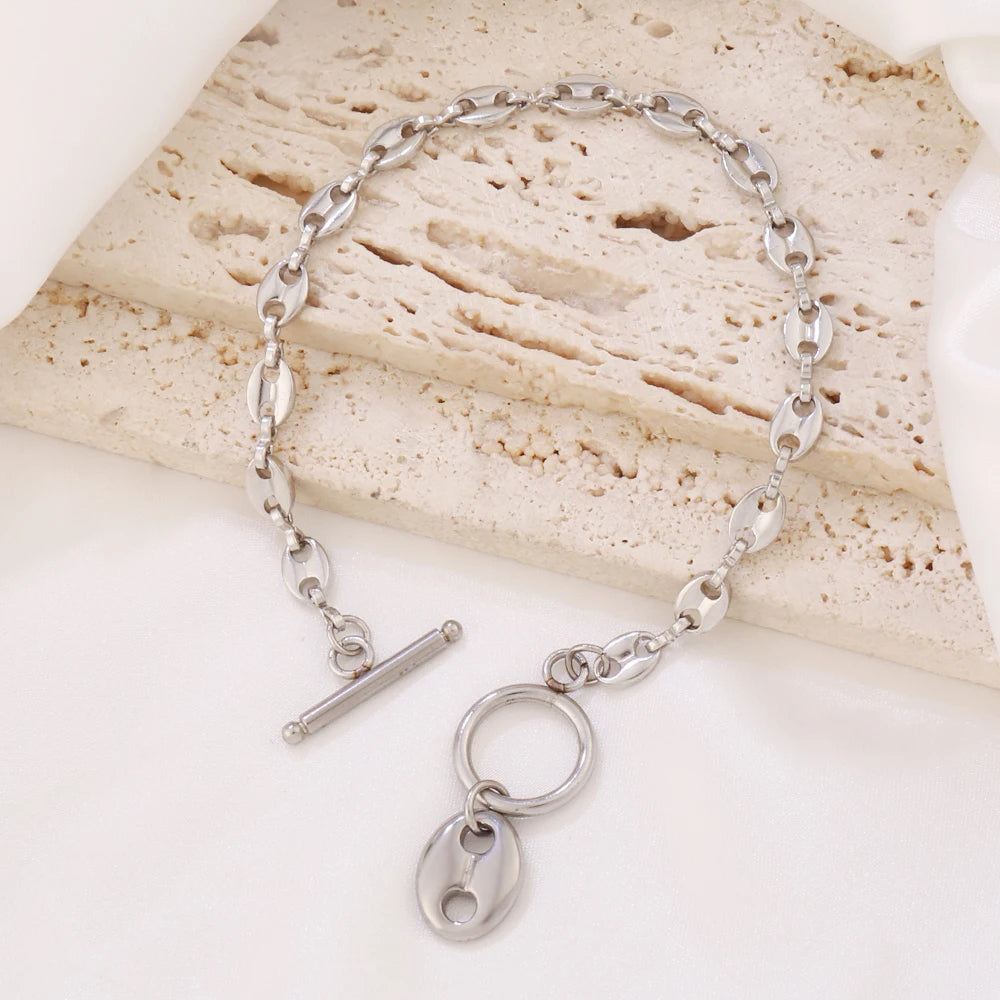 316L Stainless Steel Coffee Bean Pendant Bracelet For Women Fashion Coffee Bean Shape Chain Bracelets Jewelry Gift