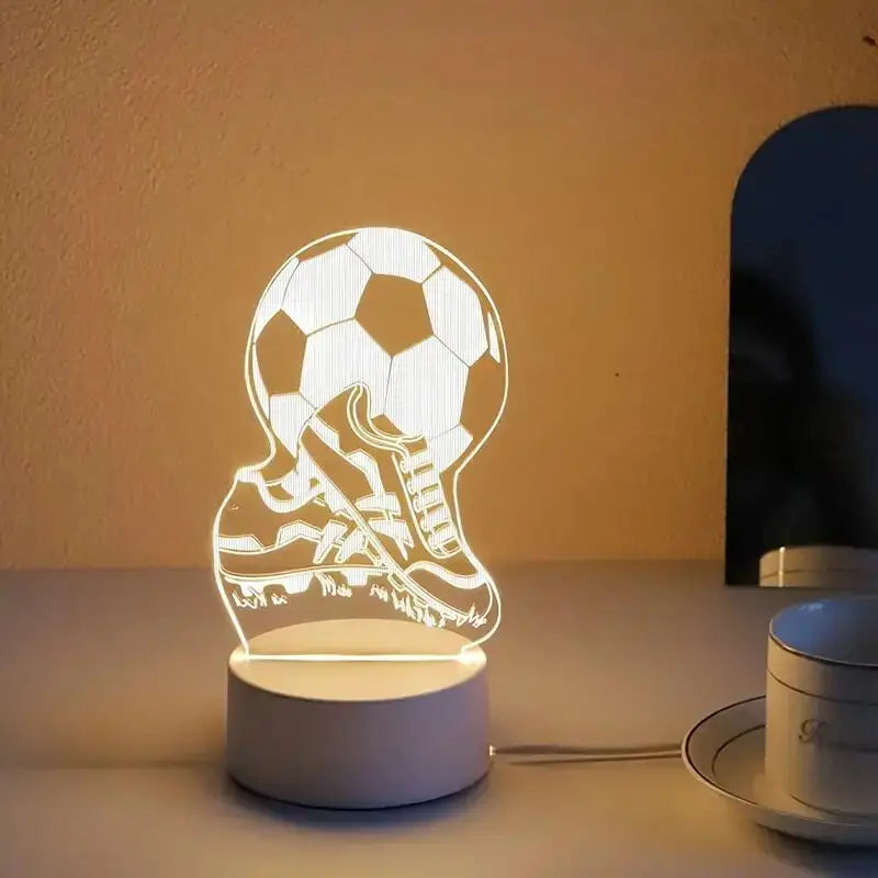 1pc Football  3D Night Light, 3D Optical Illusion Lamp With Touch, 7-Color Changing Ambient Light For Bedroom
