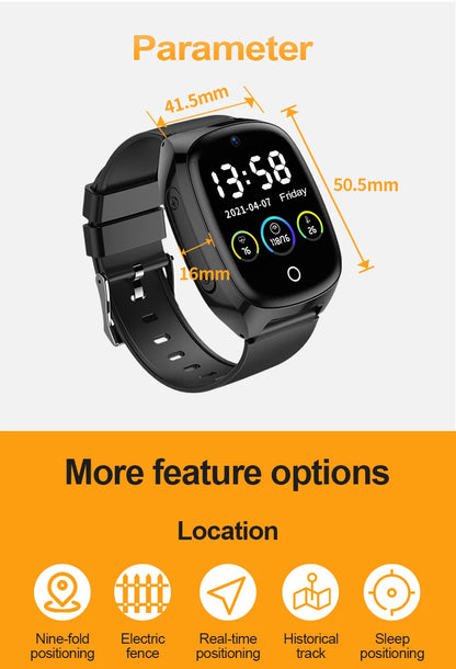 4G Elderly Tracker Smart watch D300 Body Temperature Heart Rate Blood Pressure GPS Location Tracking Phone Watch for Old People