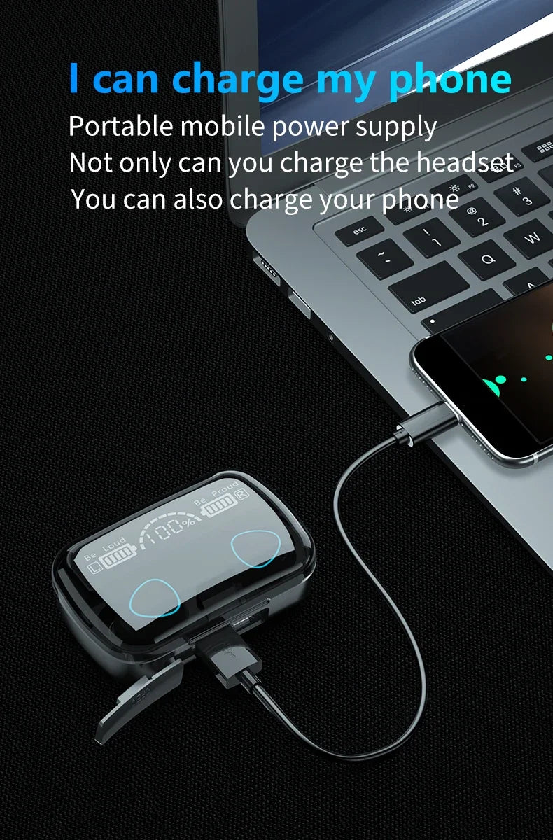 M10 TWS Wireless Earbuds: Sports Waterproof Design, Bluetooth Connection, 9D Stereo Sound + Charging Box &amp; Microphone