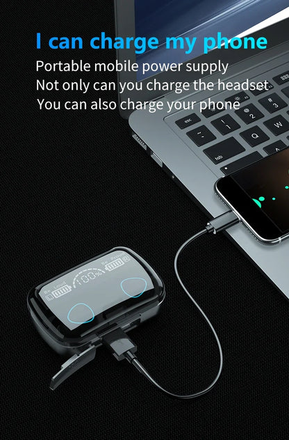 M10 TWS Wireless Earbuds: Sports Waterproof Design, Bluetooth Connection, 9D Stereo Sound + Charging Box &amp; Microphone
