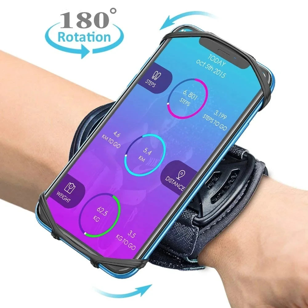 New Wristband Phone Holder 360°Rotatable Universal Sports Wristband for Smartphone Running Armband for Hiking Biking Walking