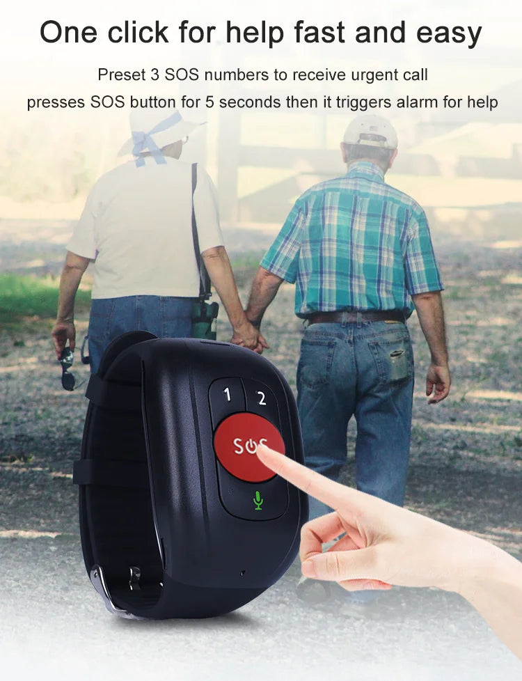 2025 Elderly People Smart Watch Bracelet 4G LTE GPS tracker Temperature Sensor SOS Urgent Call and Fall Detection for the Senior
