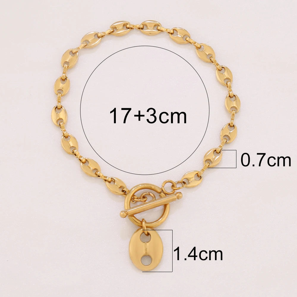 316L Stainless Steel Coffee Bean Pendant Bracelet For Women Fashion Coffee Bean Shape Chain Bracelets Jewelry Gift