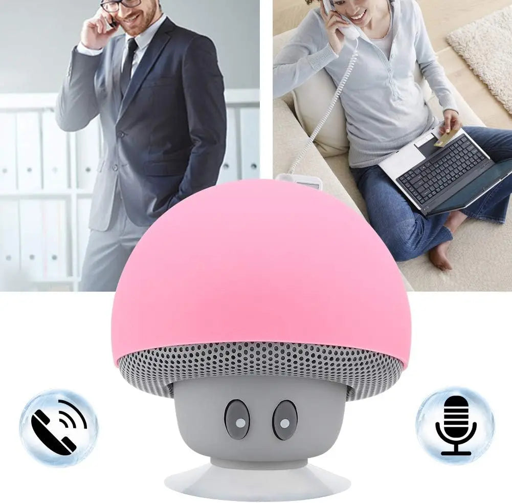 Mini Speaker,Portable Mushroom Subwoofer Speaker,with Bottom Suction Cup and Builtin Microphone for HandsFree Calling