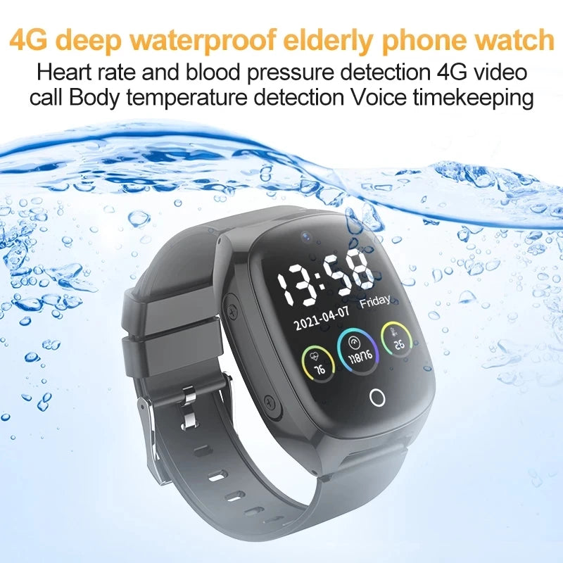 4G Elderly Tracker Smart watch D300 Body Temperature Heart Rate Blood Pressure GPS Location Tracking Phone Watch for Old People