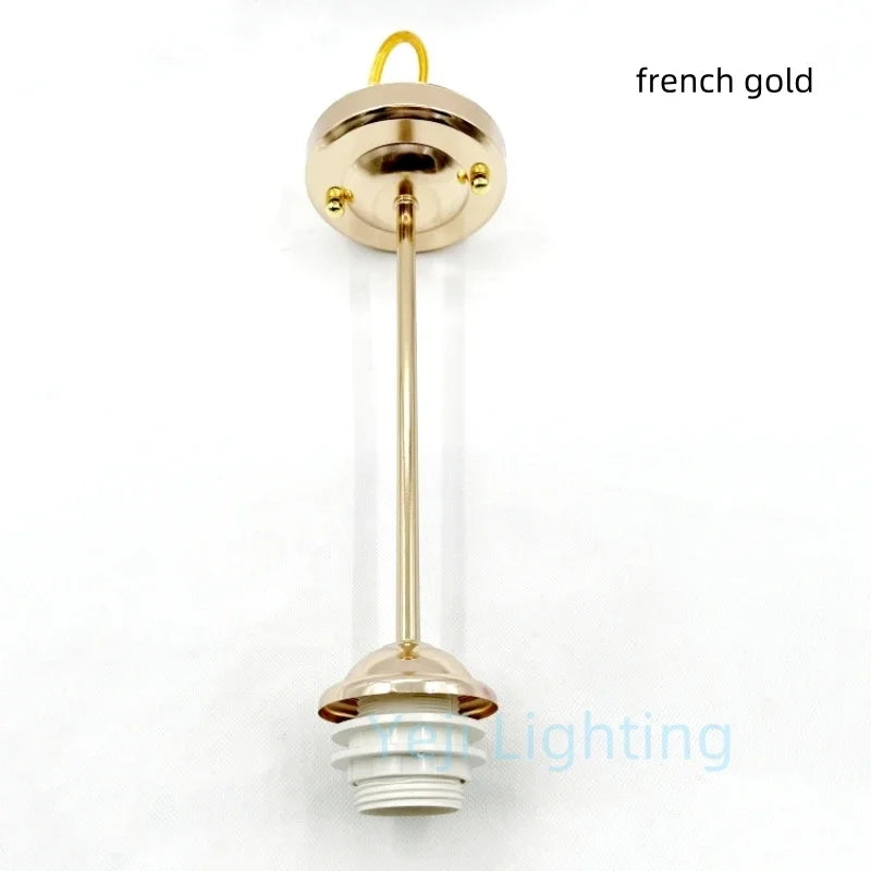 E27 Socket Lamp Holder with Ceiling Plate Ceiling Canopy Metal Rod Iron Ceiling Rose with Rod Lamp Base for LED Chandelier DIY