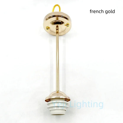 E27 Socket Lamp Holder with Ceiling Plate Ceiling Canopy Metal Rod Iron Ceiling Rose with Rod Lamp Base for LED Chandelier DIY