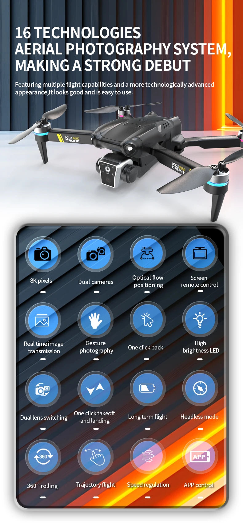 NEW K13 MAX Drone 8K Camera 5G WiFi FPV Brushless Motor HD Dual Camera Obstacle Avoidance Quadcopter for Aerial Photography Gift
