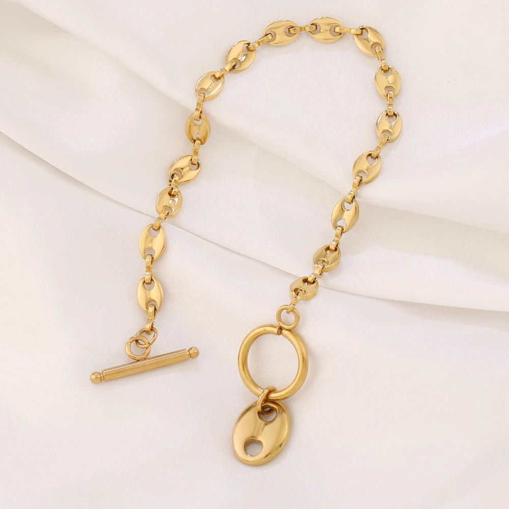 316L Stainless Steel Coffee Bean Pendant Bracelet For Women Fashion Coffee Bean Shape Chain Bracelets Jewelry Gift