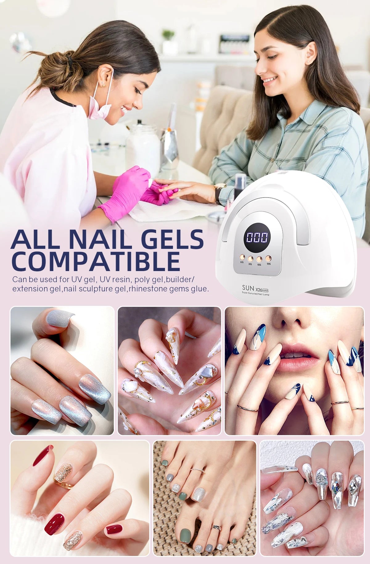 SUN X26 MAX Nail Dryer Machine 380W UV LED Lamp for Nails 81LEDS Gel Polish Curing Manicure Lamp With Auto Smart Sensor Nail Art