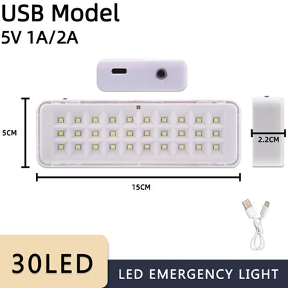 30 Beads Led Emergency Light EU/US Type-c Usb Port Rechargeable Camping Light Multi-function Rechargeable Battery