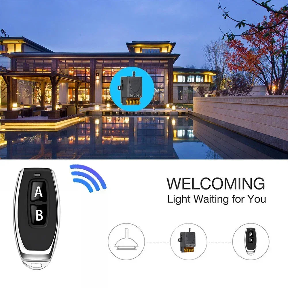 AC 110V 220V 30A Relay Wireless Remote Control Switch System RF 433Mhz Transmitter On Off for Water Heaters Ceiling LED Lamp