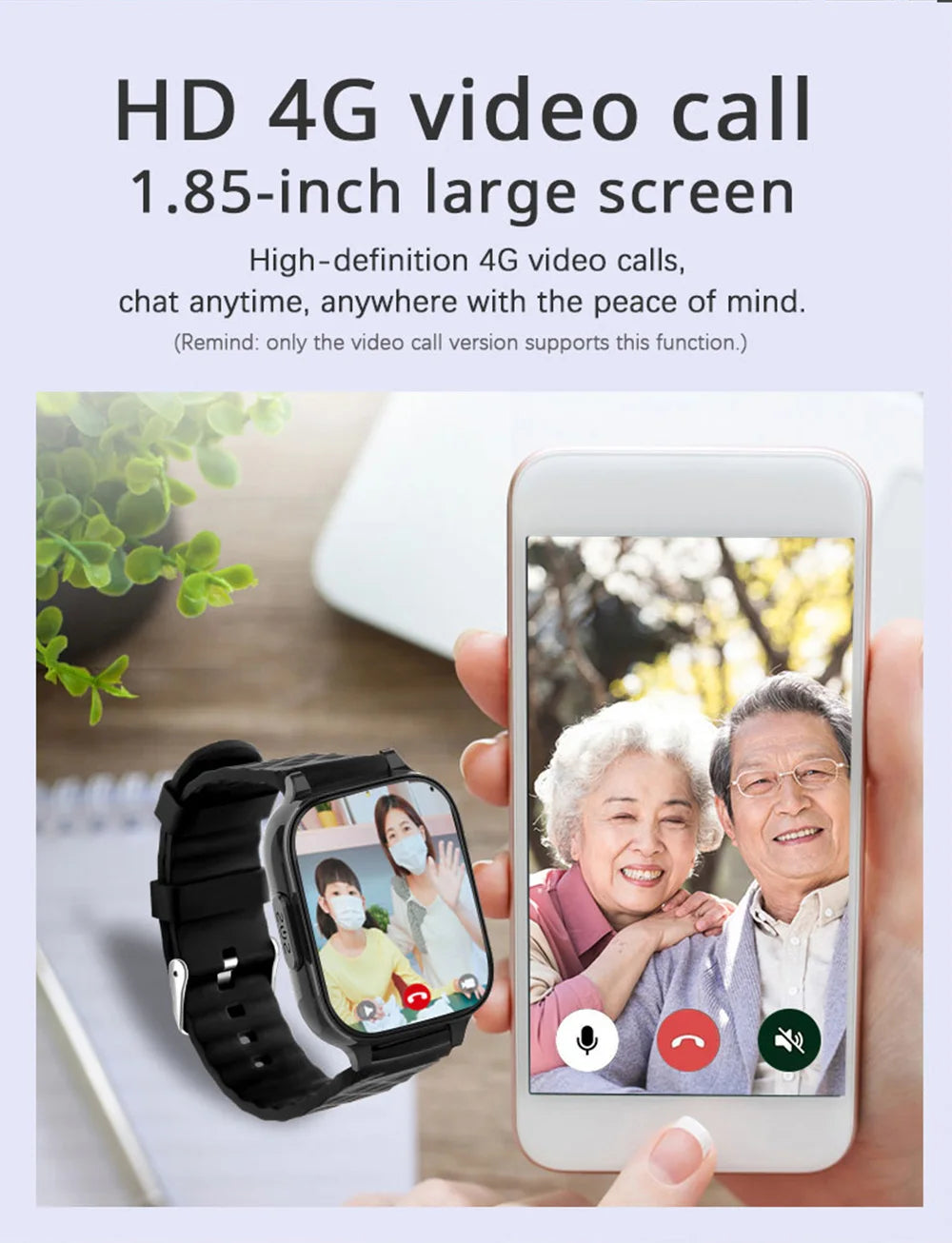 Newest 4G Smart GPS Watch Tracker Elderly Fall-down Alert SOS Emergency Alram Two-way Video Call HR &amp; BP Body Temp. Blood Oxygen