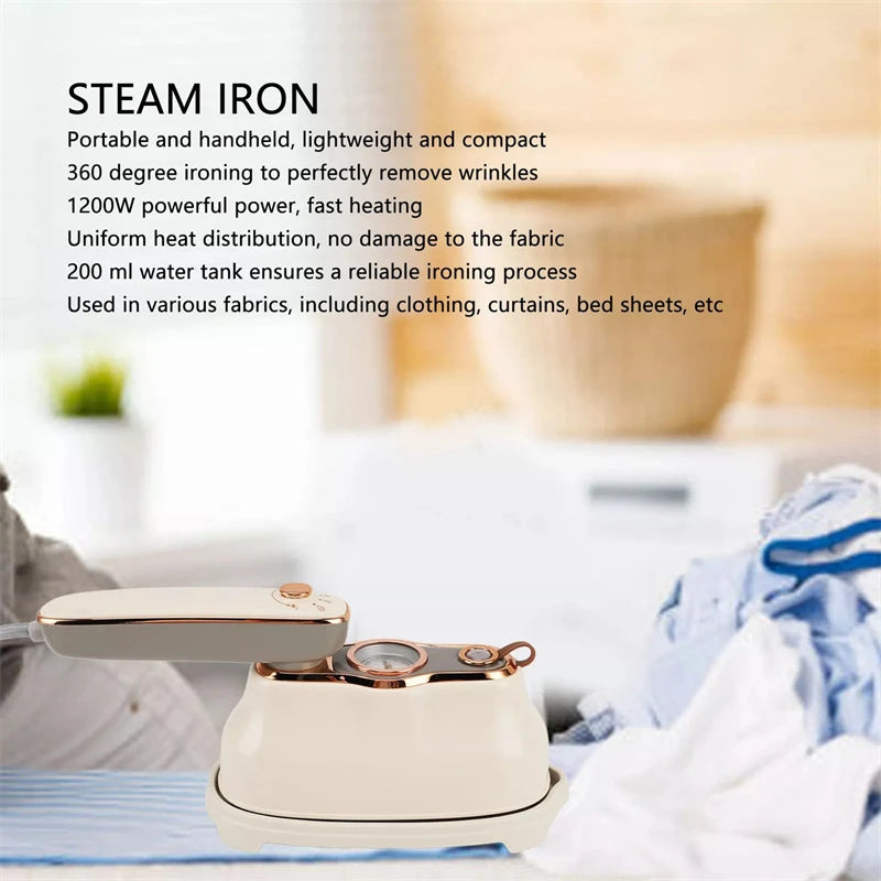 1200W Portable Garment Steamer Mini Handheld Steam Iron for Garments Wet and Dry Dual Use Electric Iron Travel Ironing Machine