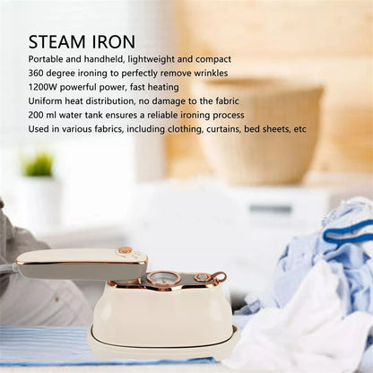 1200W Portable Garment Steamer Mini Handheld Steam Iron for Garments Wet and Dry Dual Use Electric Iron Travel Ironing Machine