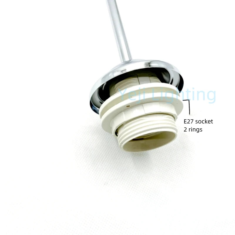 E27 Socket Lamp Holder with Ceiling Plate Ceiling Canopy Metal Rod Iron Ceiling Rose with Rod Lamp Base for LED Chandelier DIY