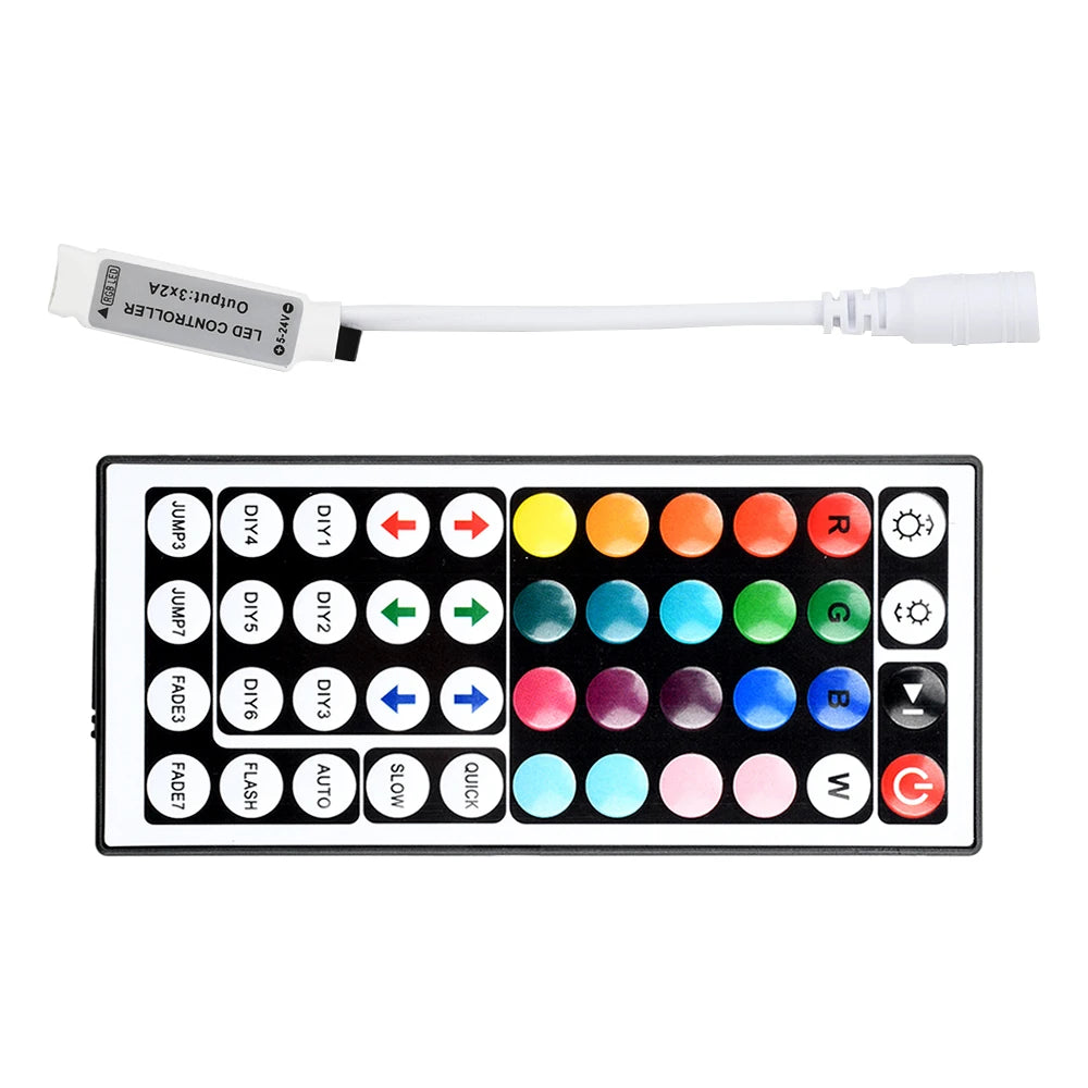 Led Controller 44 Keys LED IR RGB Controler IR Remote Dimmer USB 5V/DC 5-24V For RGB 3528 5050 LED Strip Lights