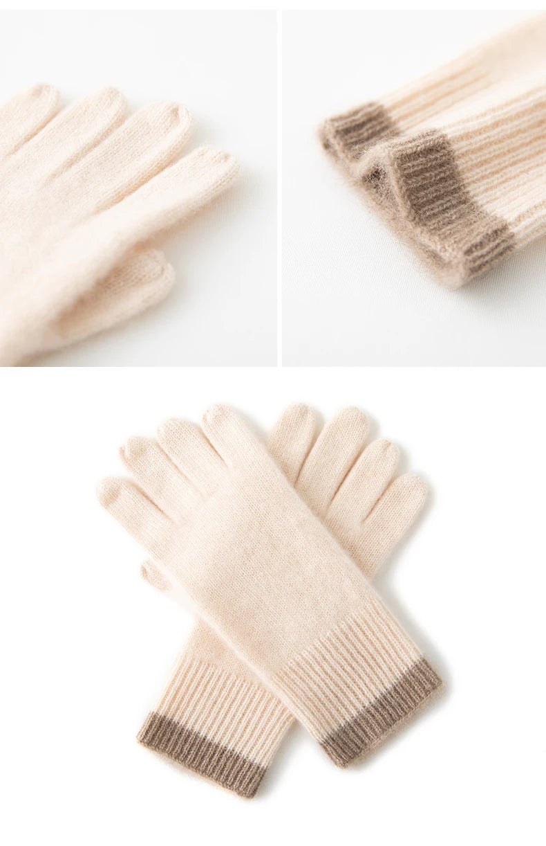 Winter Cashmere Gloves for Women Warm Touch Screen Gloves Cold Protection Full Finger Mittens Outdoor Cycling Thick Glove