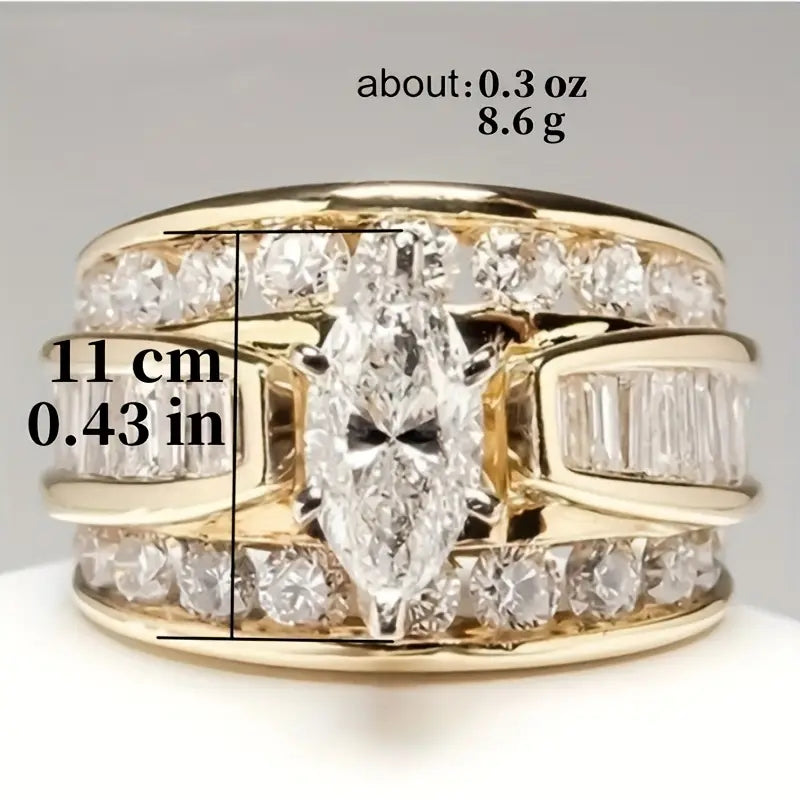 Luxury Marquis Cut Droplet Ring Women&