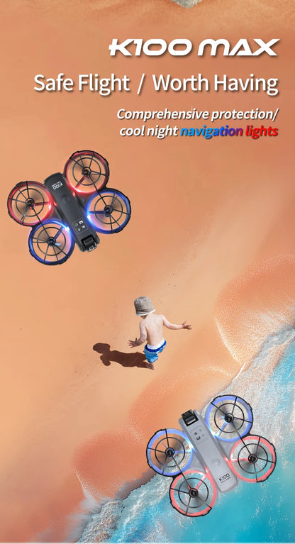 K100 MAX HD 8K Drone With Dual Cameras Obstacle Avoidance Optical Flow Professional Aerial Photography Video For Kid Adults Gift