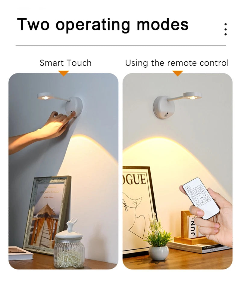 LED Wall Lamp USB Charging Wirelessly Dimmable Motion Sensor Living Room Bedroom Bedside Decoration Spotlights Night Wall Light